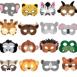 Children's Animal Face Mask Set - 6 Colorful Masks